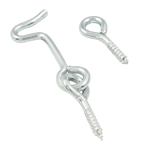 LifCratms 6Pcs Cabin Hook and Eye Latch, 1.7\" Swivel Window Hook Gate Door Latch with Mounting Screws for Swivel Window Wood Gate Door - Thumbnail 3