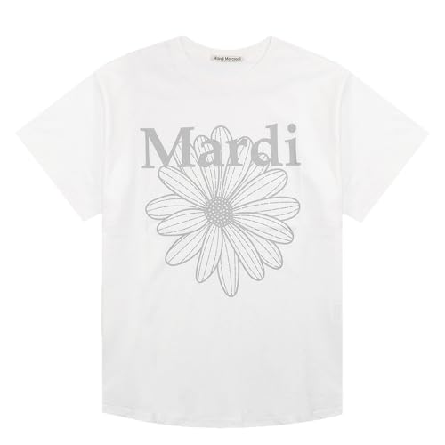 [mardi mercredi] マルディメクルディ アパレル Tシャツ TSHIRT FLOWERMARDI WHITE LIGHTGREY 半袖 レディース 韓国 ファッション アパレル [並行輸入品]