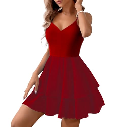 Image of Vimagcal Women's Sexy Backless Halter Dress with Adjustable Bow - Summer V-Neck Mini Dress for Parties