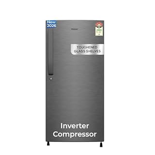 Haier 190 L 5 Star Direct Cool Inverter Single Door Refrigerator with Fast Ice Making, Easy Clean Back, Large Vegetable Box (HED-205DSA-P, Dazzle Steel, 2026 Model)