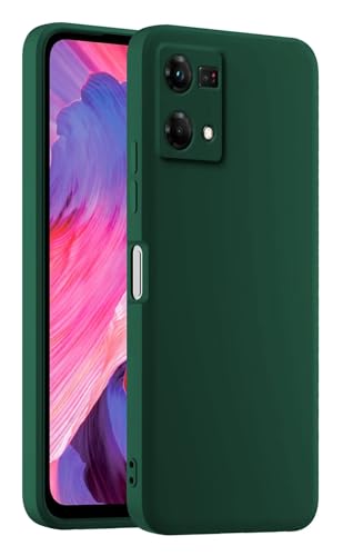 HULLIN Funda de Silicona Colorida para Teléfono, Adecuada para OPPO Reno7 4G (6.43') - Verde Oscuro