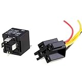 Color : Negro Cable conector rele de coche 4 pin SPDT 12V 40A negro