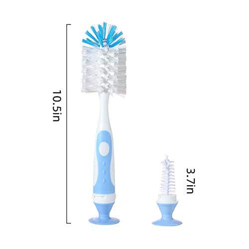 Chemimoso Multifunctional Cleaning Brush, Baby Bottle Brush, Bottle Brush Cleaner, Rotate The Suction Cup to Obtain The Small Bristle Brushes, Set X, Blue, Nylon and Nylon Brush