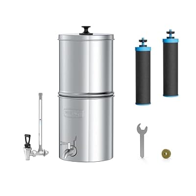 Waterdrop Alkaline Gravity-fed Water Filter System?Increase PH? with 2 Black Carbon Filters with 2 Black Carbon Filters,Metal Spigot?Sight Glass Spigot
