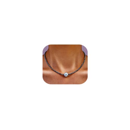 Cadeau pour filles et femmes : pendentif délicat en perle et collier ras du cou tendance