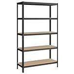SONGMICS 5-Tier Shelving Unit, Steel Shelving Unit for Storage, Boltless Assembly, for Garage, Shed, Load Capacity 750 kg, 60 x 120 x 200 cm, Black GLR060B01