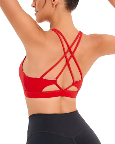 Sports Bras for Women, Medium-High Support Strappy Padded Running Sports Bras with Removable Cups2