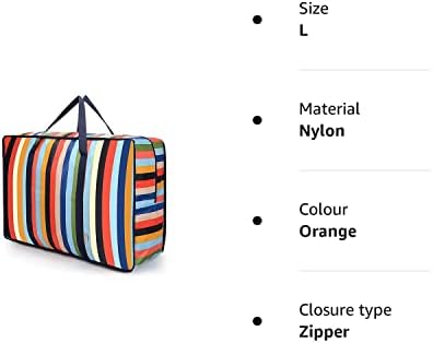 AI-LAFU 1pc Storage Clothes Bag, Large Capacity Supper Strong Orange Stripes Storage Bag, Waterproof Sturdy Oxford Cloth Organizer Bags, Ideal For Bedding, Duvets, Pillows, or Moving Home ( orrange)