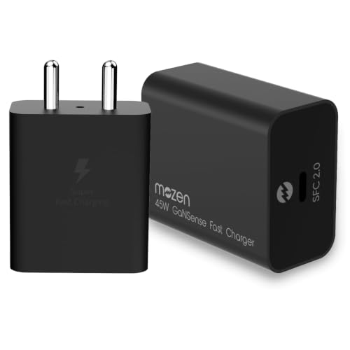 Image of MOZEN by Amkette Samsung Fast Charger GaN 45W | Super Fast Charging (SFC) Protocols | Compatible with Samsung Galaxy S25 /S24 /S23 /S22 /S21 /S20 (Ultra /Plus /Fe), Z Fold /Flip /S /A /F /M | Samsung 45W Adapter