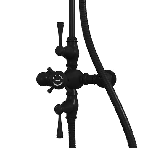 Image of Abbey 10 x 22 Shower Faucet Set with Handshower, Matte Black