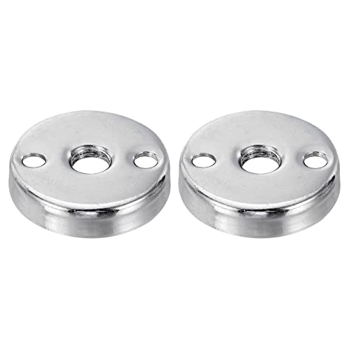 Patikil M8X1Mm Microphone Flange Mount, 2 Pack Female Thread Nut Screw Round Base Desk Table Mounting For Microphone Gooseneck Hose Adapter, Silver Tone #TOP18