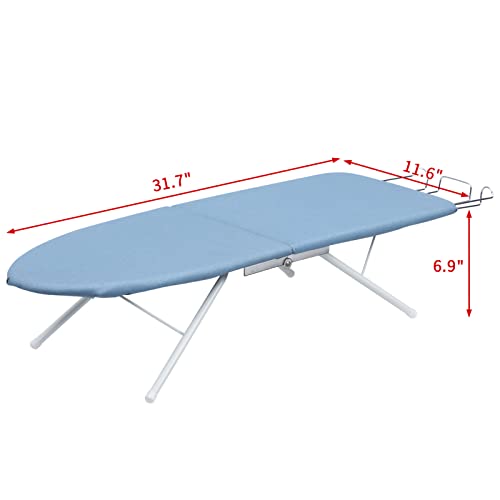 Alimorden Small Tabletop Ironing Board With Iron Holder Compact Folding Ironing Board With Legs And Cover Pad Space Saver For Convenient Storage Traveling Rvs And Campers Blue #TOP2