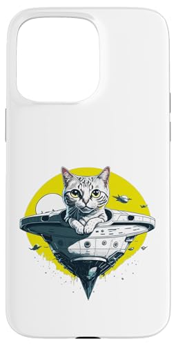 Space Cat Scottish Pilot in Spaceship Meme Alien UFO Funny Carcasa para iPhone 15 Pro Max