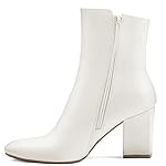 mysoft Women's GoGo Boots Square Toe Side Zipper Ankle Boots Chunky Block Heel Mid Calf Low Heeled Short Booties - Image 2