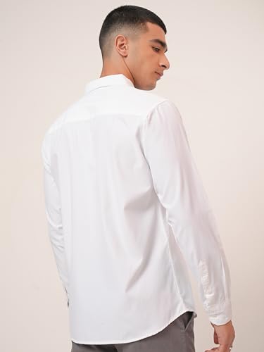 Image of Highlander Men's Slim Fit Shirts | Solid | Long Sleeves | Spread Collar | Formal Shirts | Men Shirts White