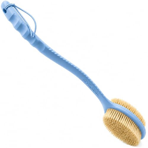 Avilana Long Handle Body Brush for Shower, 19 Inch Curved