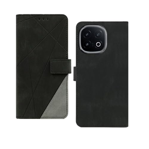 Image of amazon basics Iqoo 13 5G Flip Cover | Card Pockets Wallet & Stand | Flip Cover for Iqoo 13 5G (Black with Grey)