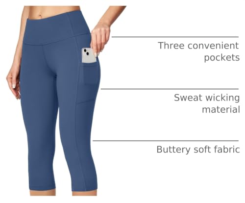 Image of Ewedoos Capri Leggings for Women High Waisted Yoga Pants with Pockets for Women Tummy Control Workout Leggings Yoga Capris