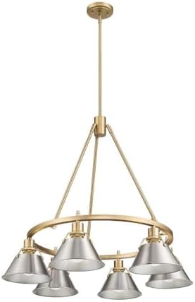 Golden Lighting 3306-6 BCB-PW Orwell - 6 Light Chandelier-20.38 Inches Tall and 29 Inches Wide, Finish Color: Brushed Champagne Bronze, Shade Color: Pewter