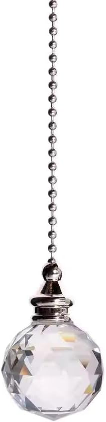 Crystal Fan Pull Chain Extension – 30mm Color Glass Faceted Ball Pendant with Connector for Ceiling Light and Fan Chains