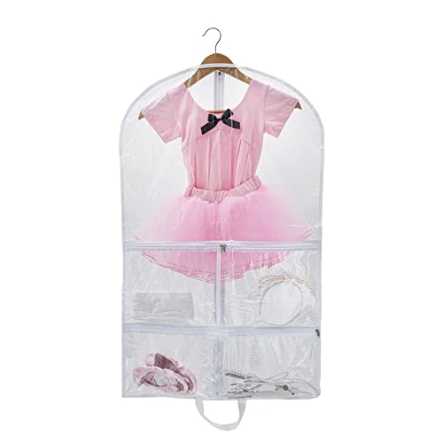 1 PCS Garment Bags,Full Zipper Dance Garment Bag For Kids Adults?Suit Bag for Competitions Costumes & Travel?Clear Garment Bag with ID Pocket?