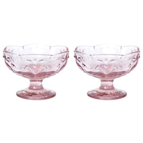 OnePine Juego de 2 Copas Helado Vidrio, 140ml Cuenco para Helado, Cuencos para Postre, Fruta, Gelatina, Ideal para Casa, Restaurantes y Fiestas