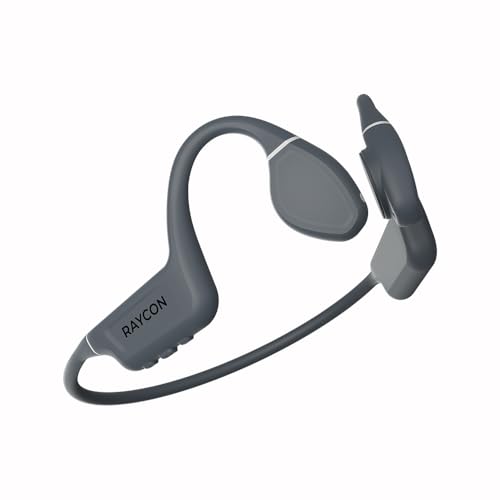 Raycon Bone Conduction Headphones, Open-Ear Bluetooth Sports Earbuds with Mic, IP68 Water Resistant Headset for Workout and Running, 13hr Playtime (Gray)