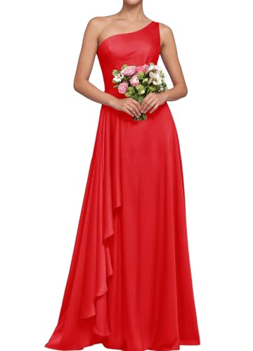 Robe de demoiselle d'honneur en satin premium WPX102 coupe asymétrique drapée