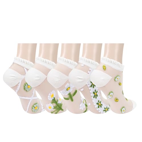 Image of Benefeet Sox Sheer Socks for Women Girls Mesh Ankle Socks Transparent Mesh Lace Sock Cute Thin Nylon See Through Sock
