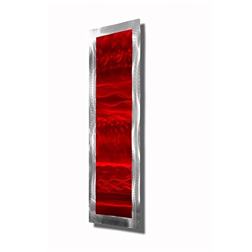 Statements2000 Vivacious Red & Silver Jewel Tone Modern Accent With Abstract Wave Etchings - Metal Wall Art - Contemporary Home Decor, Metallic Wall Accent - Inner Fire 2 By Jon Allen #TOP4