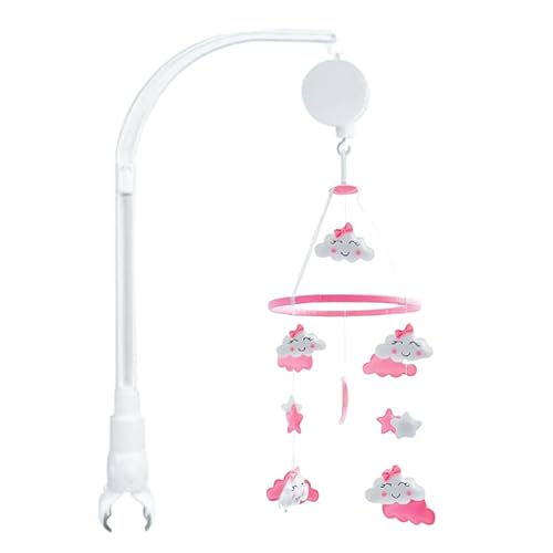 Image of Piccolin Baby Crib Mobile, Hanging Toys, Nursery Decor for Girls White and Pink Room Decorations, Clouds, Moons and Stars Safe, Non-Toxic, Crib Mobile for Newborn, Baby Shower Present