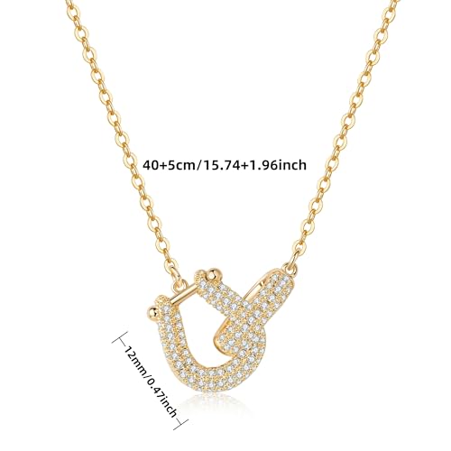 S925 Sterling Silver Women Choker Necklaces 18k Gold Plated U-Shaped Lock Pendant Necklace, Elegant Jewelry Gift for Girlfriend, Wife, Birthday, Christmas, Mother’s Day, Weddings4