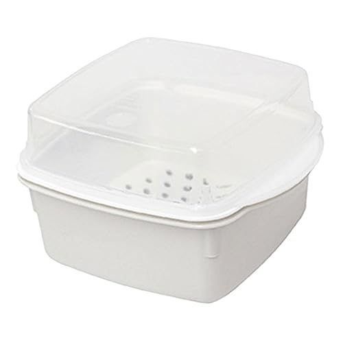 MOKKHNB 電子レンジ対応ダブルレイヤープラスチックスチーマー 蒸し野菜調理ボックス 蓋付き 家用蒸し器 健康的な栄養保持 簡単時短料理に