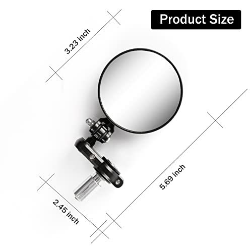 Singaro Motorcycle Mirror, Motorcycle Universal With 7/8'' Handlebar Stem End Mirror, Rotatable And Adjustable Angle, Motorcycle Exterior Accessories – Round #TOP1