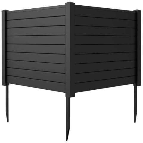 Toolsempire Privacy Screen Fence Panels, 48" x 38" Air Conditioner Screen Trash Can Enclosure with 3 Ground Stakes, Outdoor Fences Privacy Screens for Garden, Patio & Lawn (Black) Cover