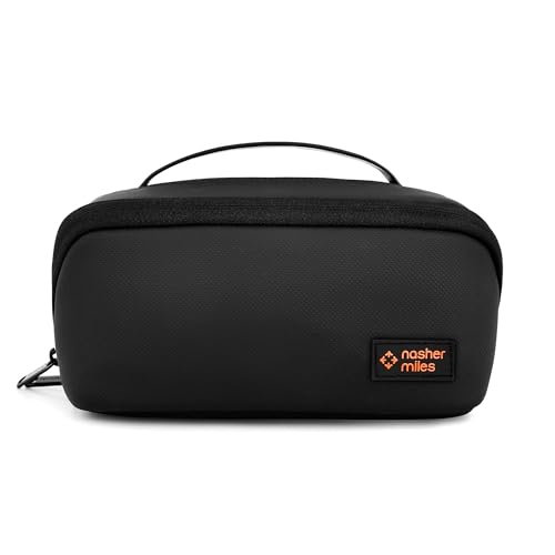 Image of Nasher Miles Dock Toiletry Kit 180 Opening Cosmetic Bag | Polyester Travel Pouch Organizer | Multipurpose Storage Compartments & Carry Handle | Travel Accessory for Men & Women (Black)