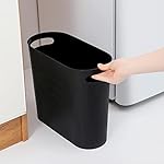 rejomiik Small Trash Can, 3.5 Gallon Slim Garbage Can Plastic Waste Basket with Handles Container Bin for Narrow Spaces Bathroom, Bedroom, Kitchen, Office at Home, Black - Image 2