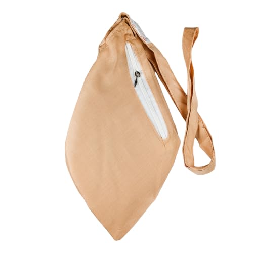 Image of Original Pure Cotton Gomukhi Japa Mala Bag /Chanting Bag or Beads Bag /Jholi /Thole with Zip Pocket and Sakshi Mala Counter (Cream Khadi Colour)