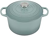 Le Creuset Enameled Cast Iron Signature Round Deep Oven with Lid, 5.25 Quart, Sea Salt