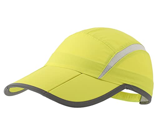 Magracy Unisex Quick Drying Sports Cap Summer Foldable Running Cap with Reflective Brim Outdoor Breathable Mesh Hat Light Green