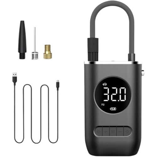 Compressor de Ar Portátil Digital Bomba de Encher Pneu Sem Fio 150 PSI Recarregável USB para Carro Moto Bicicleta e Bola com Lanterna LED e Desligamento Automático Inteligente