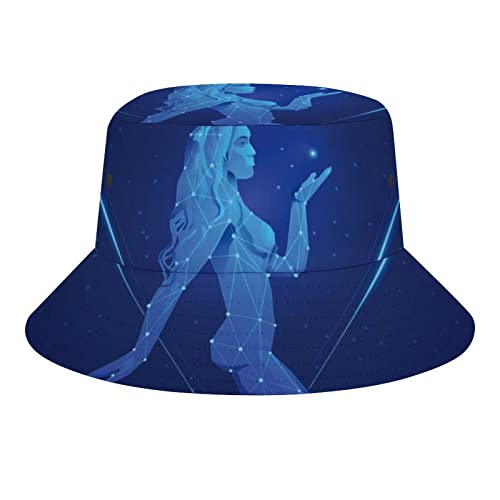 ASDFSD Chapeau Seau Unisexe en Plein Air Randonnée Pêcheur Chapeau Abstract Blue Girl One Size Cover