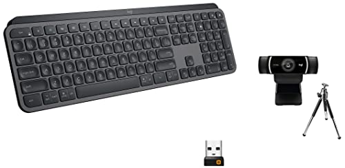 Image of Logitech MX Keys Advanced Illuminated Wireless Keyboard, Graphite Black (920-009418) & C922 Pro Stream Webcam, HD 1080p /30fps or HD 720p /60fps, Digital, Hyperfast Streaming- Black (960-001090)