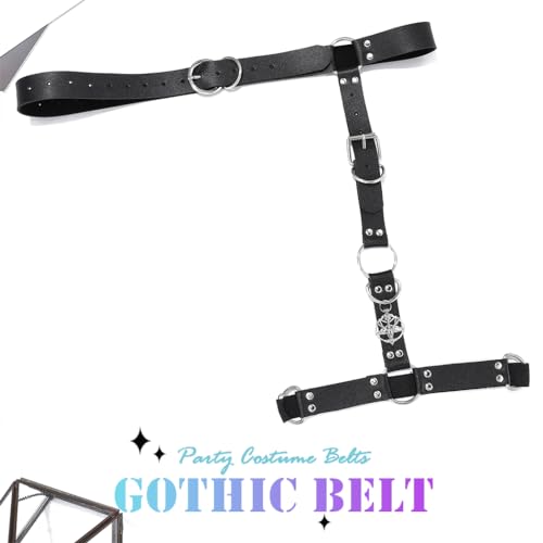 BODIY Women Punk Leather Waist and Leg Belt - Gothic Thigh Rave Accessory in Black4