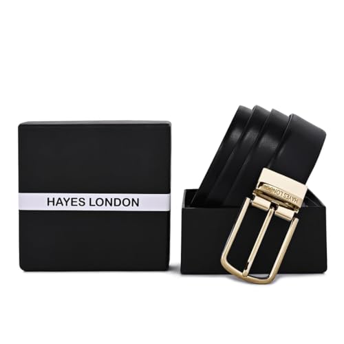 Image of HAYES LONDON Belts for Men Leather Original - Belt for Men Formal with Classic Design, Durable and Italian Reversible Men's Belts for All Occasions