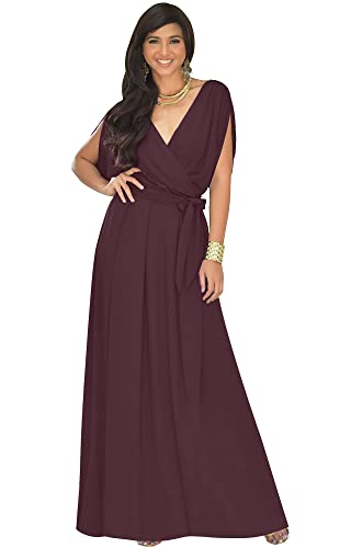 Image of KOH KOH Womens Long Semi-Formal Short Sleeve V-Neck Floor Length Maxi Dress Gown