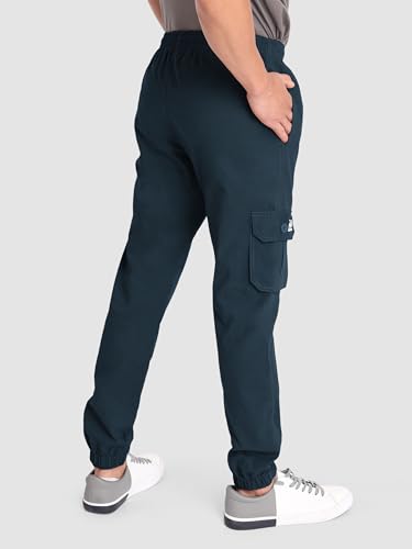 Image of Beyoung Cotton Solid Elastic with Drawstring Cargo Joggers for Men | Regular Fit | 2 Spacious Pockets | Smooth Texture