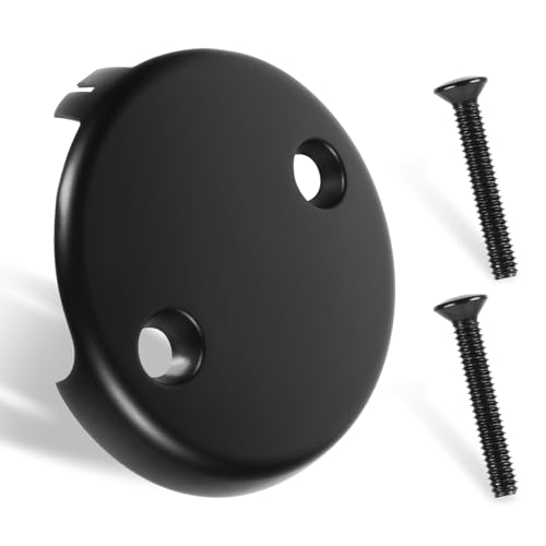 Bathtub Overflow Drain Cover 3-1/8 inch Two Hole Tub Overflow Drain Cover Bath Face Plate Bathtub with Screws for Most Standard Bath Tub Drains Black