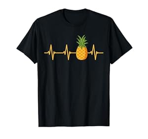 Regalos de piñas bonitas Piña con latido del corazón Camiseta Unisex-niños S Manga corta Classic Black S