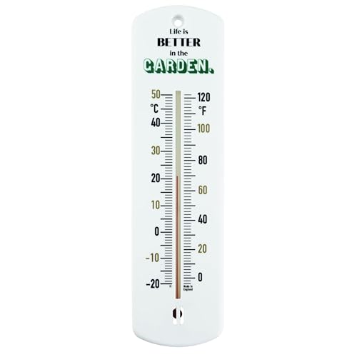 Greenhouse Thermometer - 240 mm Classic Garden Thermometer Gift For Outdoor Use In Garden Greenhouse Shed Allotment Accessories Ideal Gardening Gifts (Life is better in the garden)